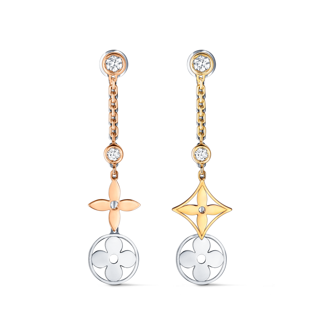 ピアス モノグラム・イディール ダブル チェーン(18Kスリーゴールド ピアス モノグラム・イディール ダブル チェーン(18Kスリーゴールド